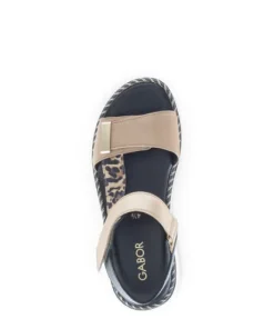 Gabor Brown and Leo Print Wedge Sandal|8459314