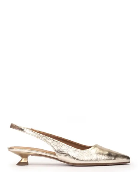 Pedro Miralles Gold Kitten Heel Sling Back|18600GD