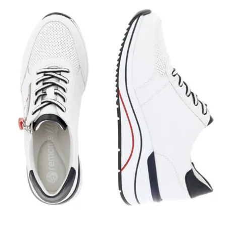 Remonte White Wide Fit Comfort Trainer|D0T0481WH