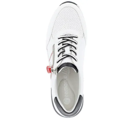 Remonte White Wide Fit Comfort Trainer|D0T0481WH