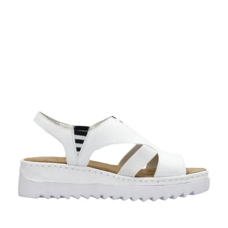Rieker White Mini Wedge Strap Sandal|V44Y580WH