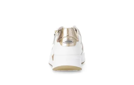 Rolling Soft White and Taupe Wedge Trainer|8695852